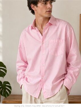 Soft Pink Button Down Shirt Oversized Preppy Minimalist XL